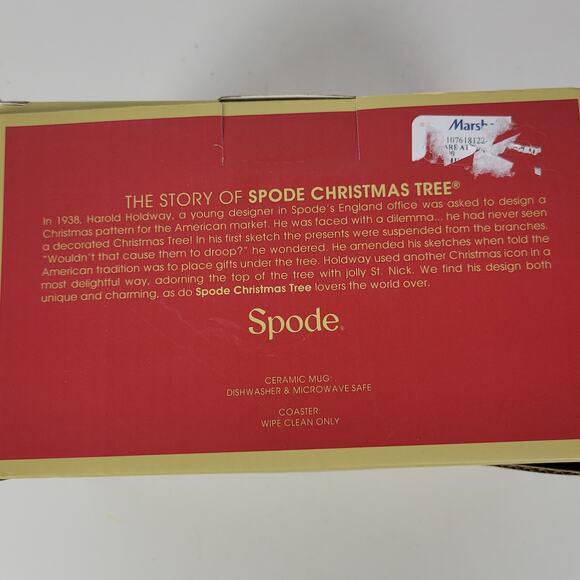 Spode Christmas Tree Mug & Coaster 2-pc Set White Ceramic Gift Box NIB - Picture 3 of 12